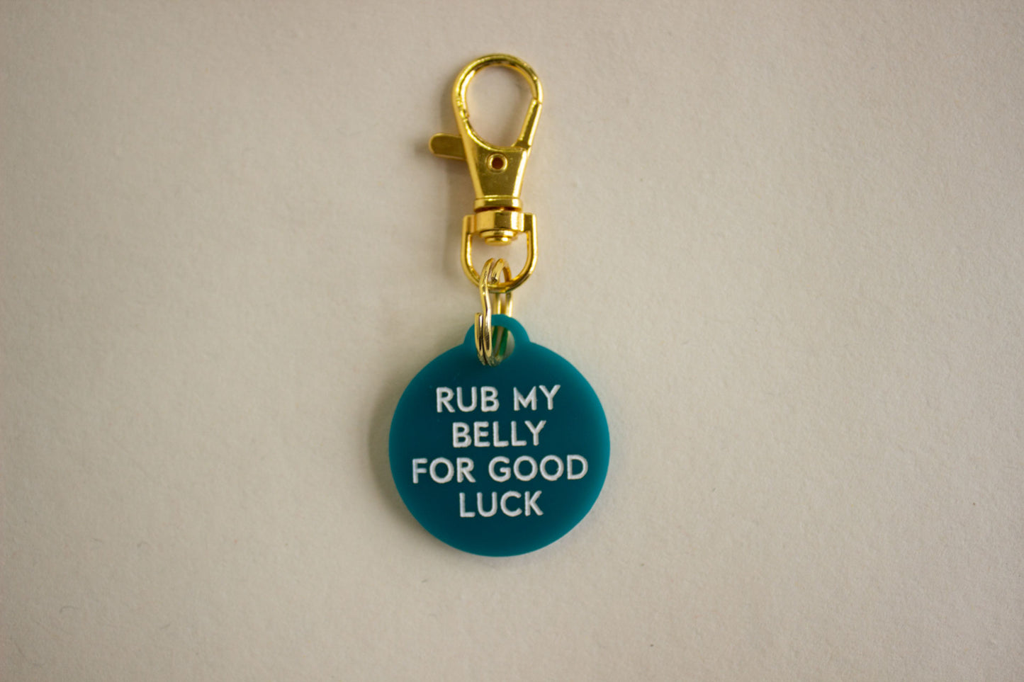 Rub My Belly For Good Luck Acrylic Pet Tag